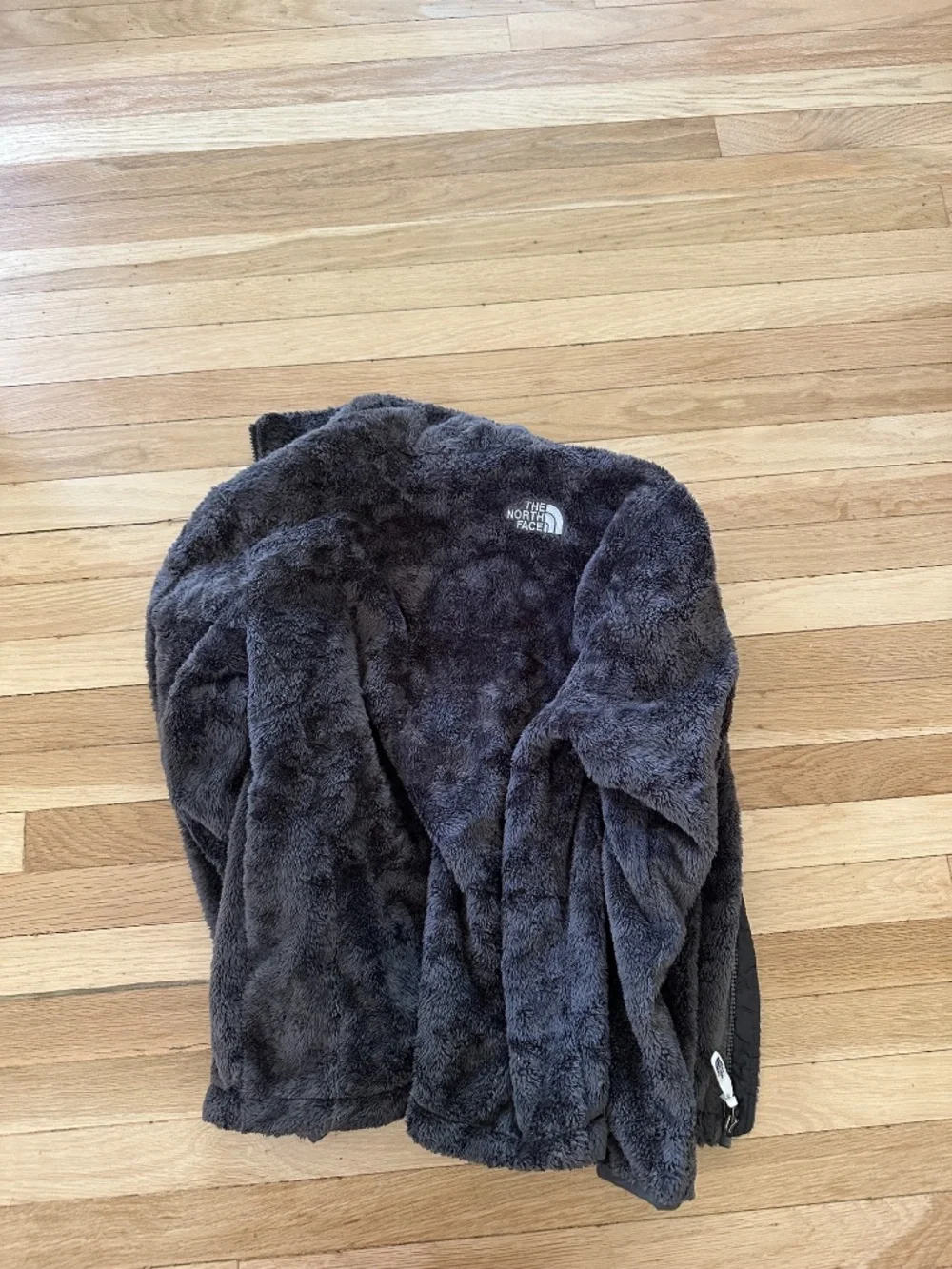 Soft furry north face zip up jacket